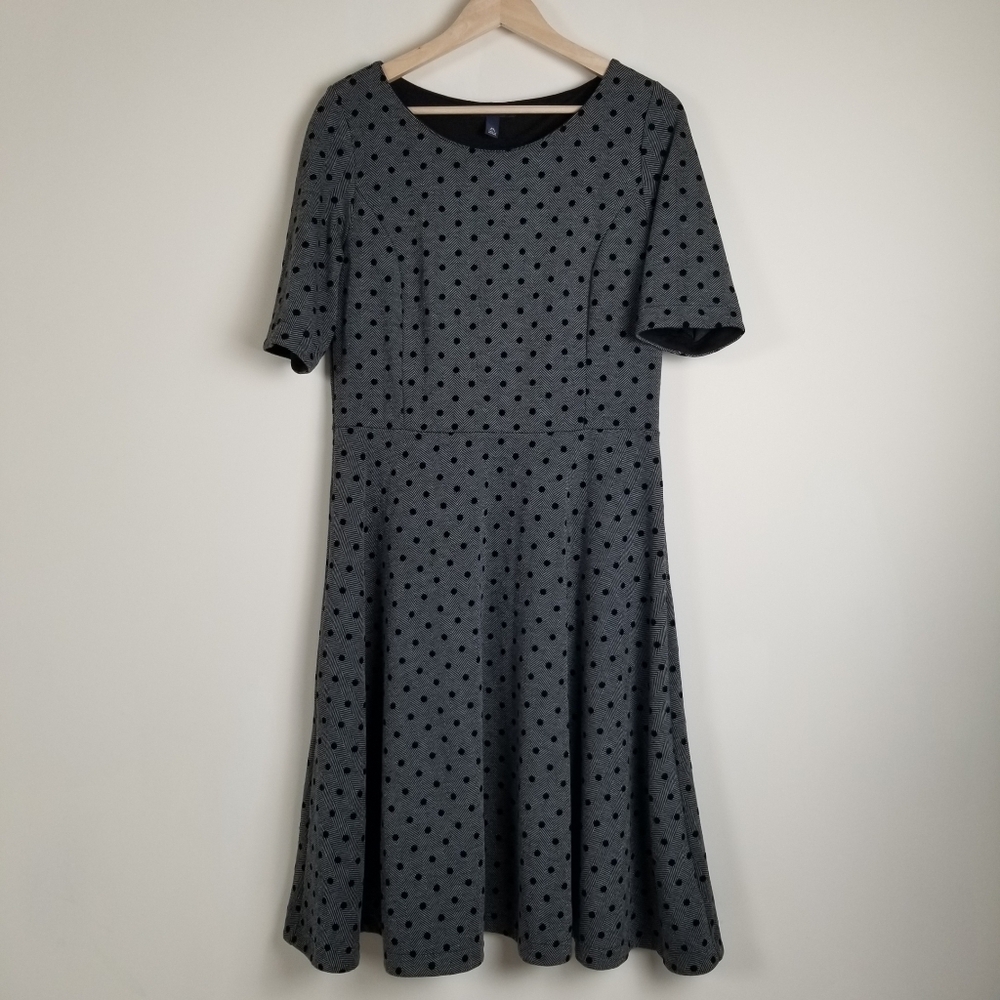 Lands' End Polka Dot Skater Dress Medium 10-12